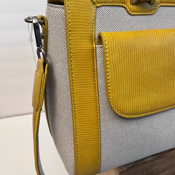 Ted Lapidus Buttery Yellow Leather and Cloth Handbag - Picture 8 of 11